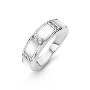 Ti Sento Sterling Silver MOP and CZ set ring ref 12023MW/58 Size Q