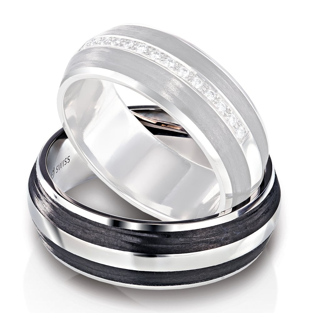 Furrer Jacot Palladium & Carbon 7mm Wedding Ring 71-32040-0-0