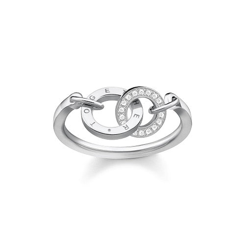 Thomas Sabo Sterling Silver CZ set together intertwined ring TR2141-051-14-52 Size 52/M