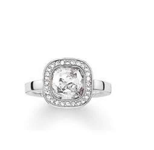 Thomas Sabo  Silver Clear Stone And CZ set ring Size 56 ref TR2029-051-14-56
