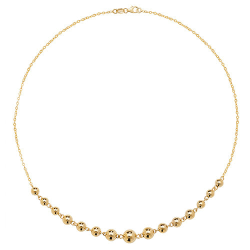 NK065 9ct Y/G Beaded Necklace 16"  3.2grms