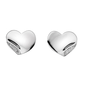 Hot Diamonds Sterling Silver Diamond Simple Sparkle Heart Stud Earrings DE341