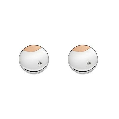 Hot Diamonds Sterling Silver / Rose Gold Lunar Eclipse Diamond Stud Earrings DE423