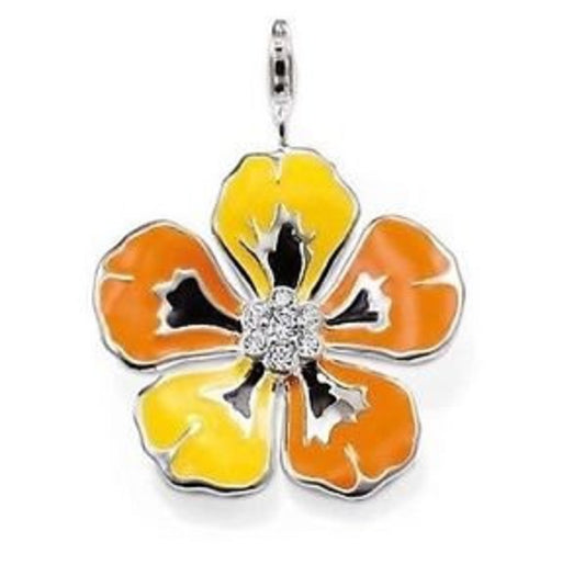 Thomas Sabo  Sterling Silver Enamel CZ set Flower Pendant charm ref T0205-041-8