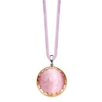 Ti Sento Stirling Silver with gold plating Pink faceted stone set pendant ref 6690CP