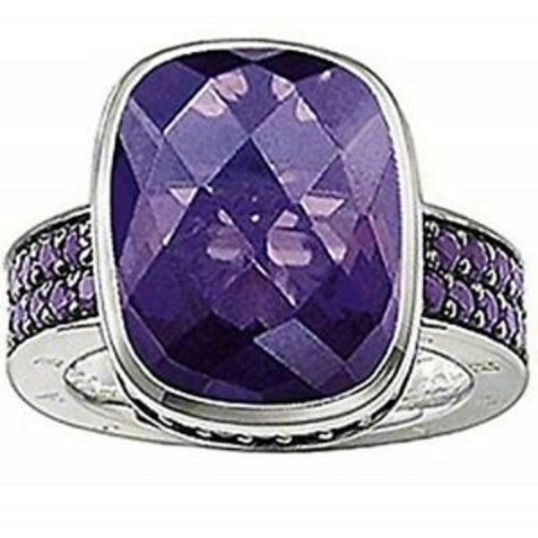 Thomas Sabo Silver Faceted Synthetic Amethyst Ring Size 54 ref  TR1892 -051-13-54