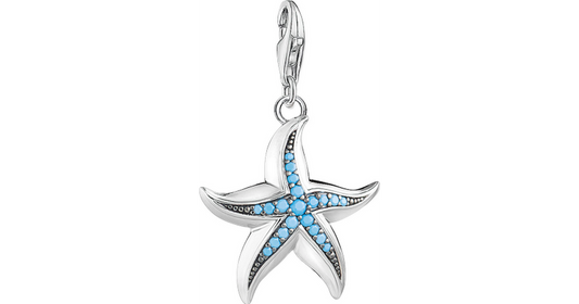 Thomas Sabo Sterling Silver Synthetic Turquoise set Starfish charm ref 1527-667-17