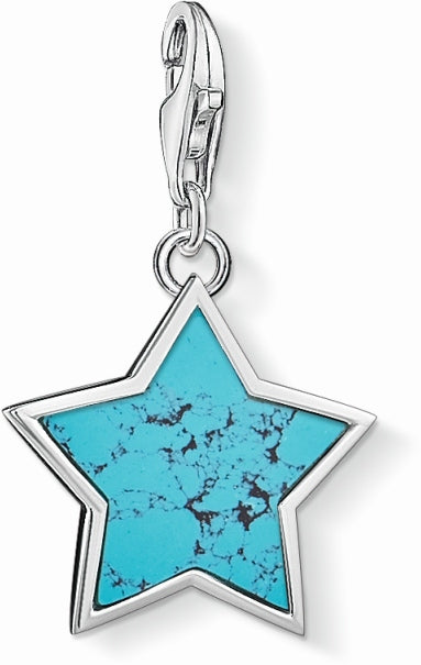 Thomas Sabo Sterling Silver Synthetic Turquoise Star charm ref 1532-404-17