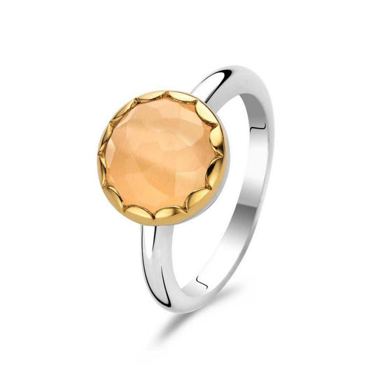 Ti Sento Sterling Silver Orange stone set ring 1880OR/56 Size P