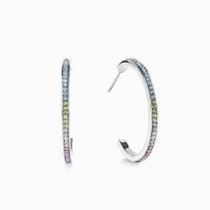 0129/21-1522 Coeur de Lion Stainless Steel multi coloured Crystal set hoop earrings