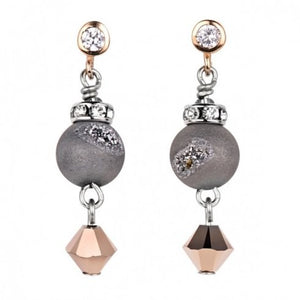 Coeur De Lion Crystal And Grey Agate Earrings 4782/21-1200