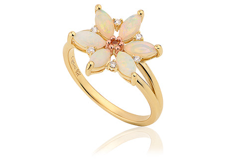 Clogau 9ct gold Opal set Lady Snowdon ring Ref OSLR Size N