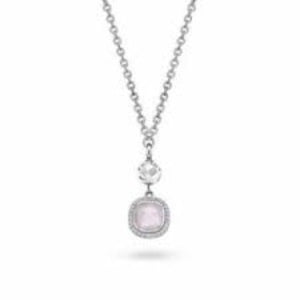 Ti Sento Stirling Silver Pink CZ set Pendant on chain ref 3725OP/42