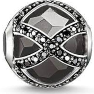 Thomas Sabo Sterling Silver Black Onyx CZ set Karma Bead charm ref K0131-641-11
