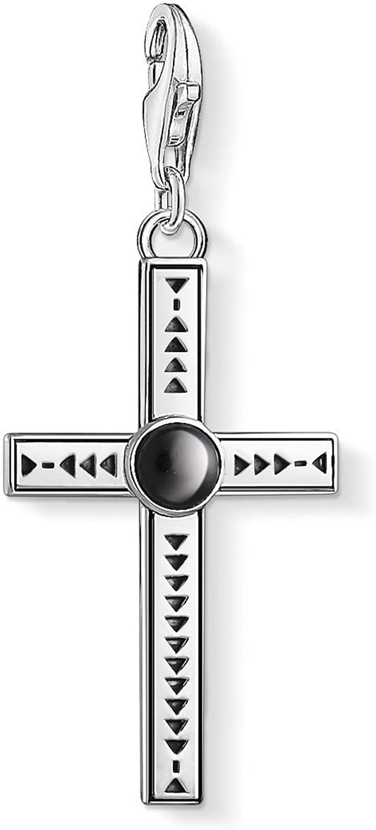 Thomas Sabo Sterling Silver Onyx set Ethnic Cross charm ref 1678-698-11