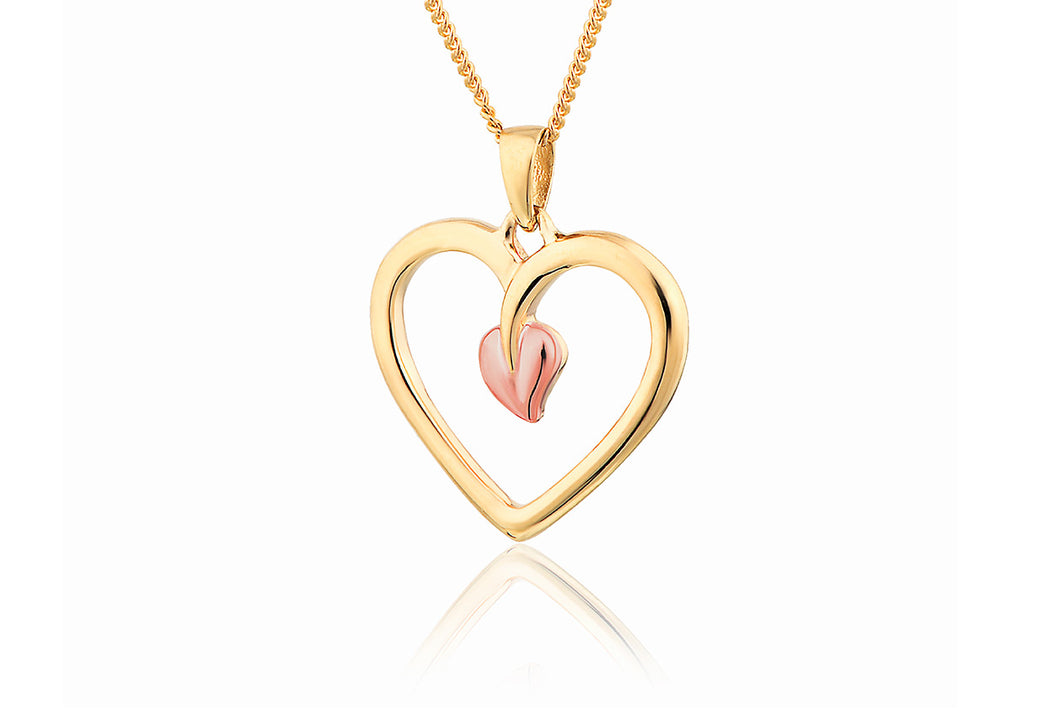 Clogau TLHP7 9ct gold Tree of Life Heart pendant on 18