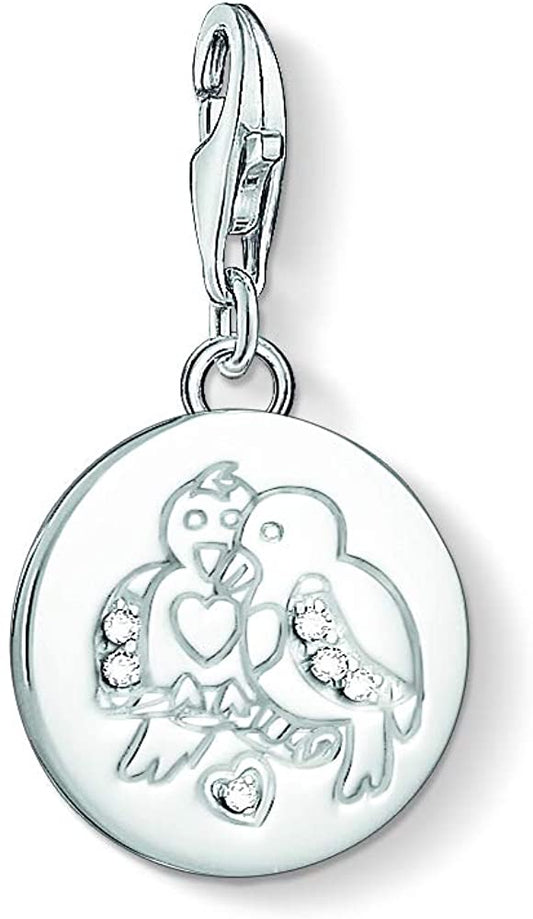Thomas Sabo Sterling Silver CZ set Turtle Doves charm ref 1388-051-14