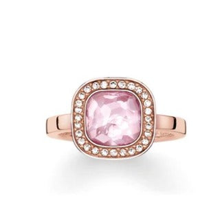 Thomas Sabo Silver rose gold plated CZ set ring Size 54 ref TR2029-633-9-54