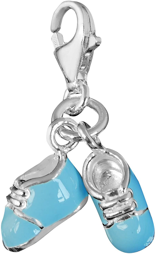 Thomas Sabo Sterling Silver Blue Enamel Baby shoes charm Ref 0822-007-1