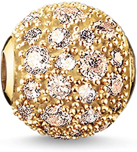 Thomas Sabo Sterling Silver gold plated Crushed CZ set Karma bead charm ref K0098-414-3