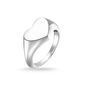 Thomas Sabo Sterling Silver Heart Signet Ring TR2083-001-12-54 Size N