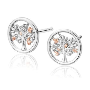 3SNTLCSE Clogau Silver, 9ct gold Tree of Life stud earrings