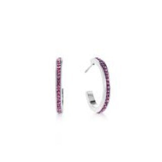 0139/21-0843 Coeur de Lion stainless steel Amethyst CZ set half hoop earrings