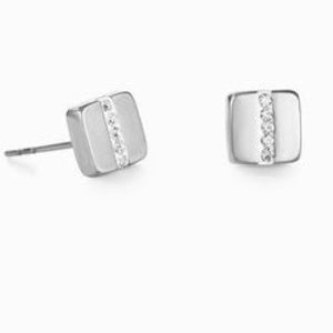 0125/21-1800 Coeur de Lion Stainless steel cz set square stud earrings