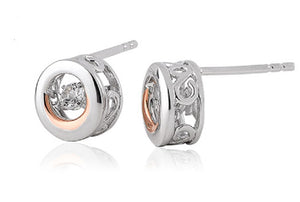 Clogau Silver/9ct gold Swarovski White Topaz Set stud earrings Ref 3SWDDE2