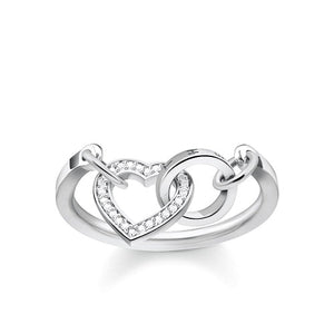 Thomas Sabo Sterling Silver CZ set Together Heart ring TR2142-051-14-54 Size 54/N
