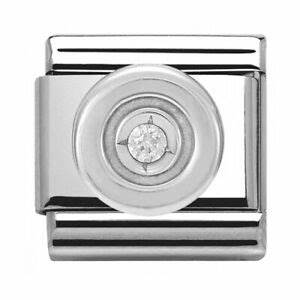 330303/01 Nomination Silver shine White Circle CZ set charm