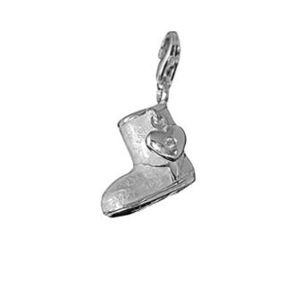 Thomas Sabo  Silver with Diamond Heart Wellington Boot Charm ref DC0022- 154- 14