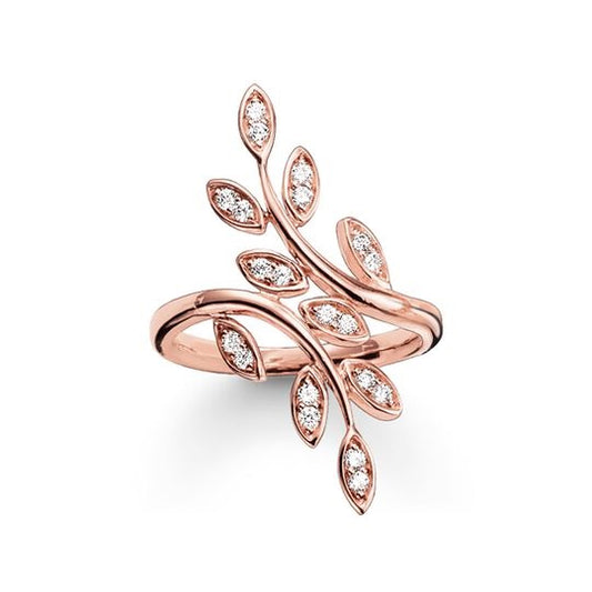 Thomas Sabo  Silver Rose gold plated CZ set ring Size 54 ref TR2017-416-14-54