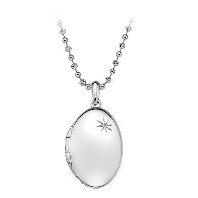 Hot Diamonds Sterling Silver Small Oval Diamond Set locket on Chain DP493