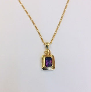 9ct Gold Amethyst Pendant on gold Chain