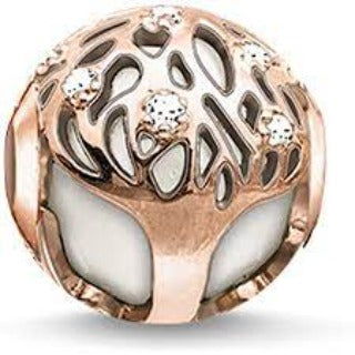 Thomas Sabo Sterling Silver Rose gold plated CZ set Tree of Life Karma Bead charm ref K0169-841-14
