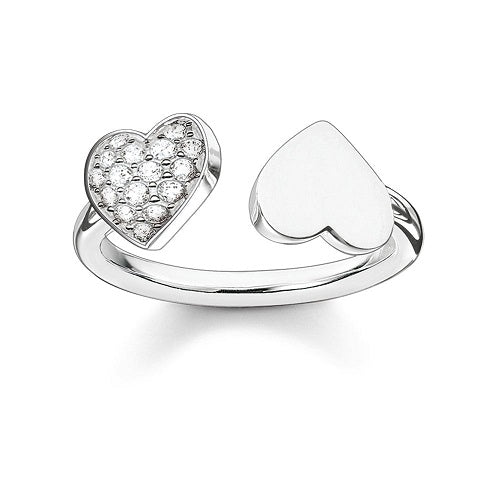 Thomas Sabo Sterling Silver CZ set double heart ring TR2082-051-14-54 Size N