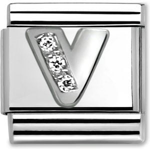 330301/22 Nomination Silver Shine CZ set Letter V