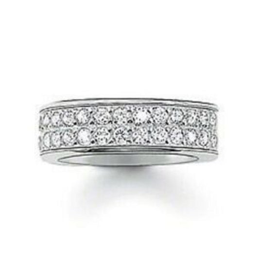 Thomas Sabo Sterling Silver 2 row CZ Ring  Size 56 ref TR1891-051-14-56