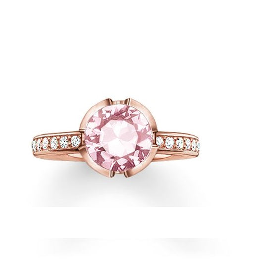 Thomas Sabo  Silver  Rose gold plated  Pink Pavé Ring Size 50 ref TR2035-633-9-50