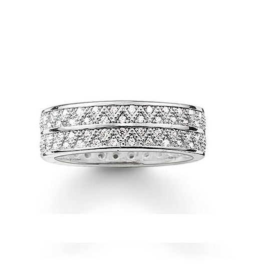 Thomas Sabo Sterling Silver CZ set Zig Zag band ring Band TR2051-051-14-54 Size 54/N