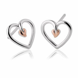 3STLHE7 Clogau Silver /9ct gold  Tree of Life Heart Stud earrings