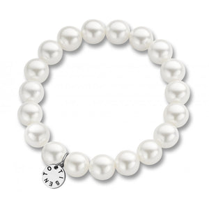 Ti Sento Ladies Silver 10mm White Simulated Pearl Bead Bracelet Ref 2524PW