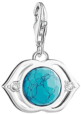 Thomas Sabo Sterling Silver with Synthetic Turquoise lotus charm ref 1328-060-17