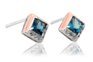 Clogau Silver & 9ct gold Kensington Love story London Blue Topaz earrings Ref 3SVASE