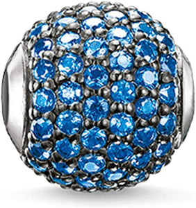 Thomas Sabo Sterling Silver Blue CZ set Karma Bead charm ref K0121-638-1