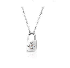 3SHNB0316 Clogau Silver with 9ct gold Honey Bee Padlock 18inches Necklace