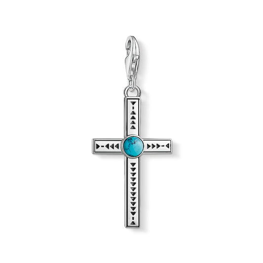 Thomas Sabo Sterling Silver Turquoise set Ethnic Cross charm ref 1677-878-17