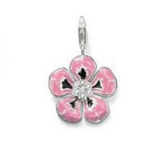 Thomas Sabo Silver Pink Enamel Flower Pendant charm ref  T0317-041-9