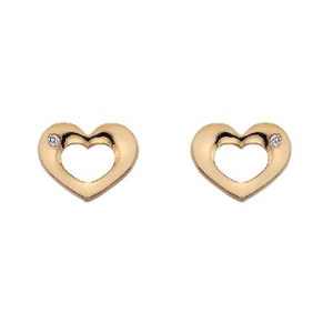 Hot Diamonds Rose Gold Sterling Silver Diamond Heart Stud Earrings DE435